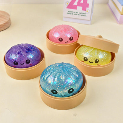 🔥Glitter Dumpling Squishy Steamer Blind Box Surprise Squeeze Fun