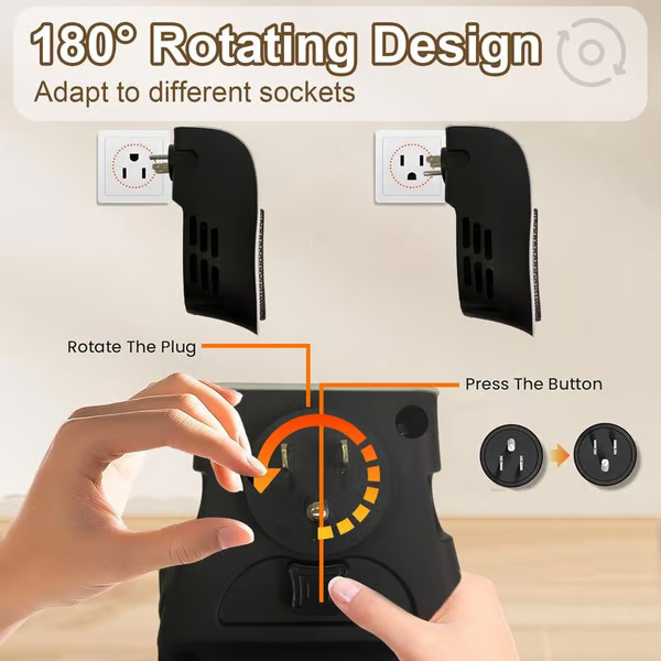 🔥Wall Outlet Space Heater with LED Display♨️ Fast Ceramic Heating💡 Energy Saving & Low Power🛡️ Overheat Protection