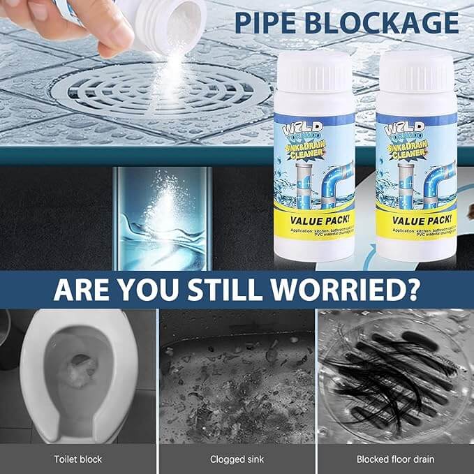 Limited Time Buy 1 Get 1 Free⚡Powerful Sink and Drain Cleaner Powder, Fast Foaming Drain Cleaner for Kitchen and Pipes Cleaning Tool
