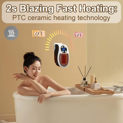 🔥Wall Outlet Space Heater with LED Display♨️ Fast Ceramic Heating💡 Energy Saving & Low Power🛡️ Overheat Protection