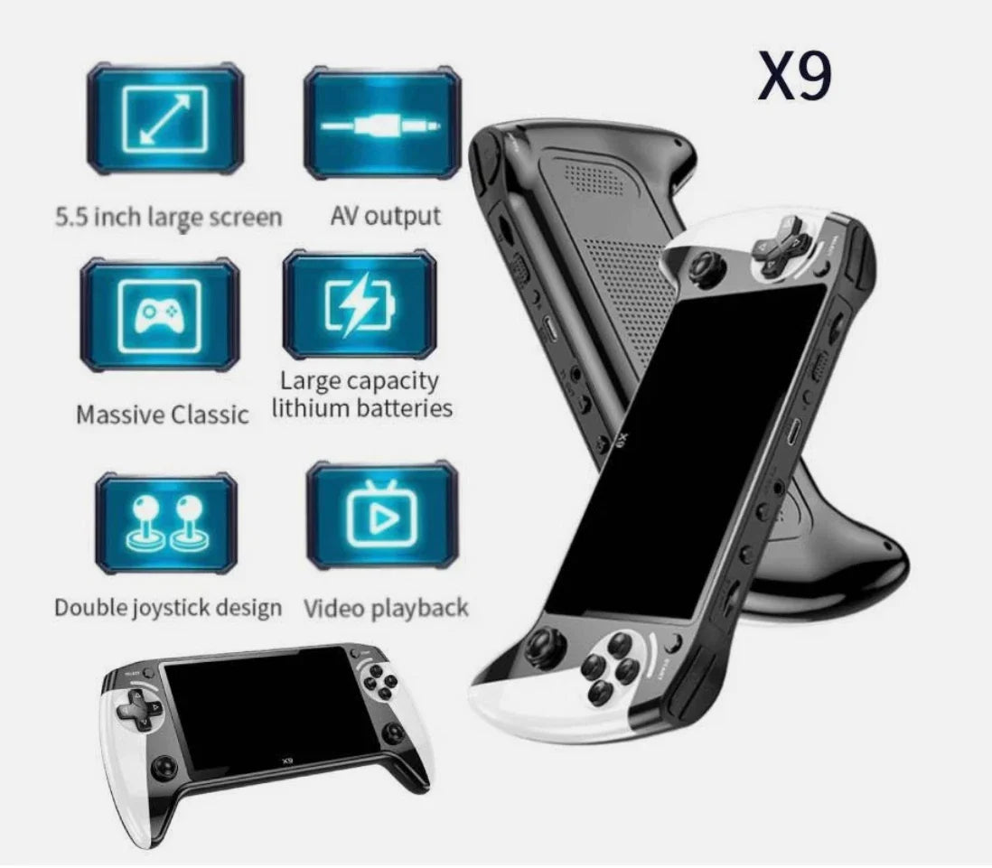 X9 portable game console, 5.5” HD Handheld Console with 20,000+ Retro Games